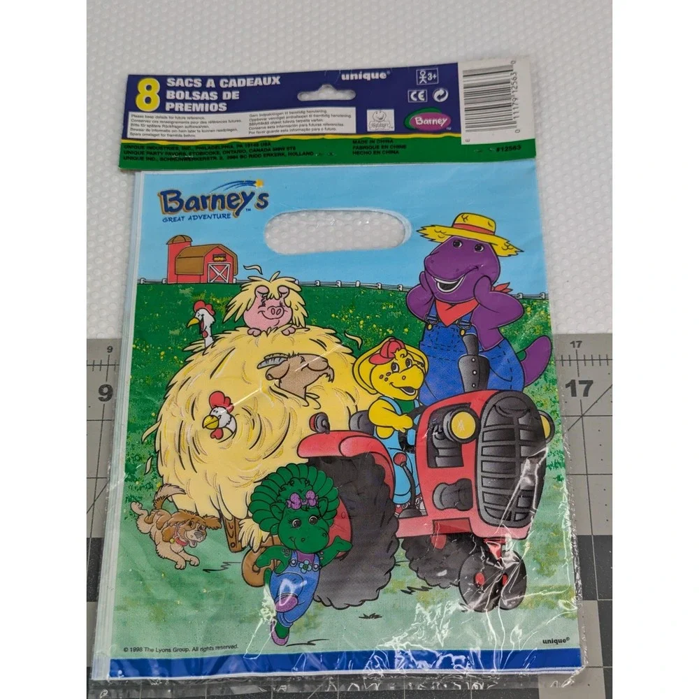 Barney Dinosaur Birthday Loot Favor‎ Bag Lot Sealed 1998
